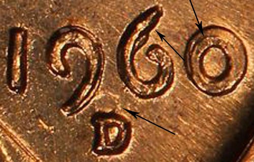 1960 D Over D D/D Small Date Over Large Date Lincoln Cent Penny