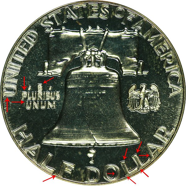 1961 DDR Franklin Silver Half Dollar Proof - Doubled Die Reverse Error 