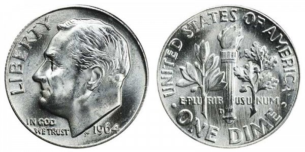 1964 D Silver Roosevelt Dime 