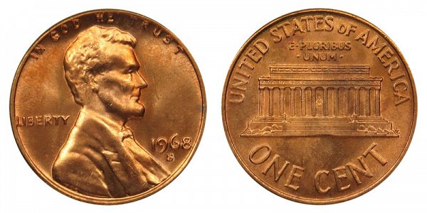 1968 S Lincoln Memorial Cent Penny