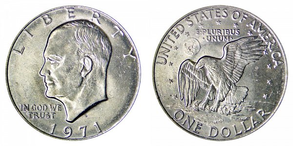 1971 D Type 1 Eisenhower Ike Dollar - Friendly Eagle - Accented Crater Lines 
