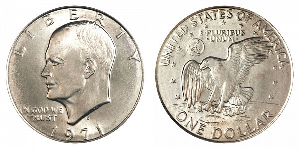 1971 D Type 2 Eisenhower Ike Dollar - Common Reverse