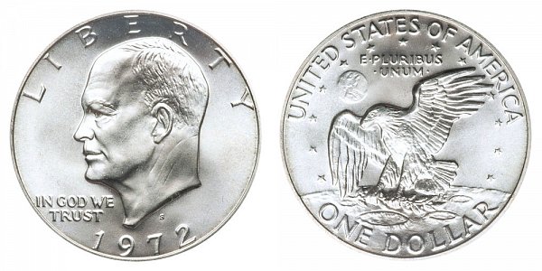 1972 S Silver Eisenhower Ike Dollar - Brilliant Uncirculated
