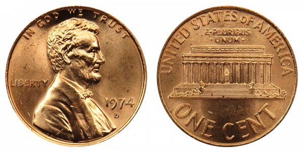 1974 D Lincoln Memorial Cent Penny