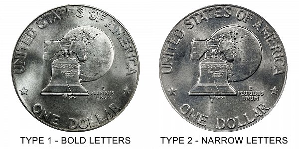 1976 Type 1 vs Type 2 Bicentennial Eisenhower Dollar