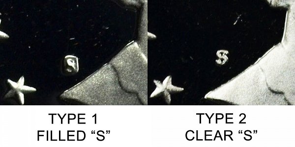 1979 S Susan B Anthony Dollar - Type 1 Filled S vs Type 2 Clear S - Difference and Comparison