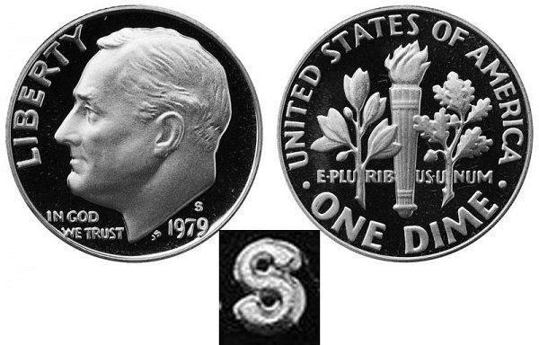 1979 Type 2 Clear S Roosevelt Dime Proof