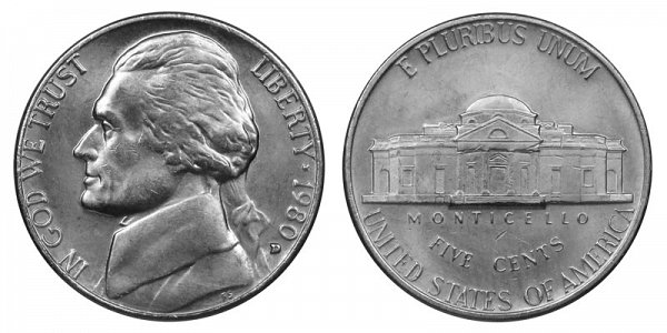 1980 D Jefferson Nickel