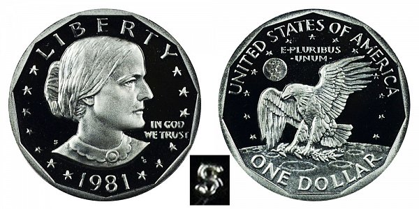 1981 S Susan B Anthony SBA Dollar Proof - Type 2 Clear S