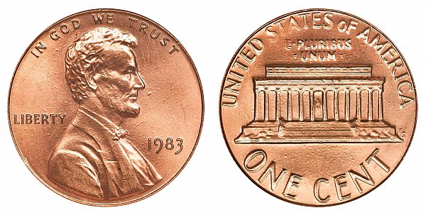 1983 Doubled Die Reverse DDR Lincoln Memorial Cent Penny