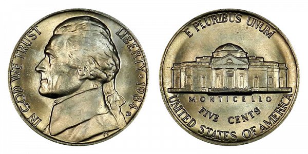 1984 D Jefferson Nickel