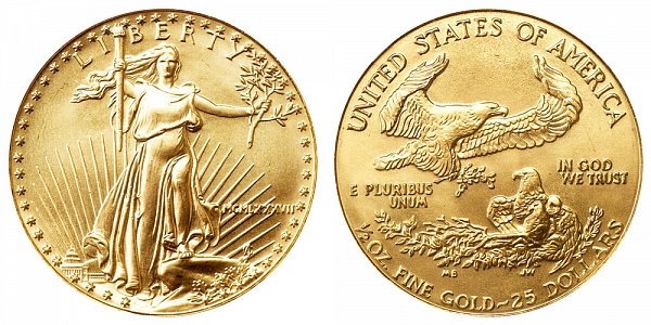 1987 Half Ounce American Gold Eagle - 1/2 oz Gold $25  - MCMLXXXVII 