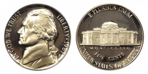1987 S Jefferson Nickel Proof
