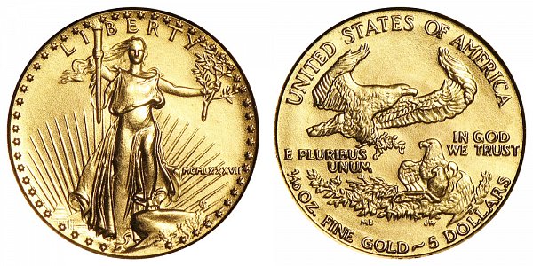 1987 Tenth Ounce American Gold Eagle - 1/10 oz Gold $5  - MCMLXXXVII 