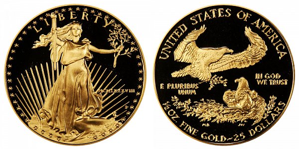 1988 P Proof Half Ounce American Gold Eagle - 1/2 oz Gold $25  - MCMLXXXVIII 