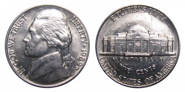 1989 D Jefferson Nickel
