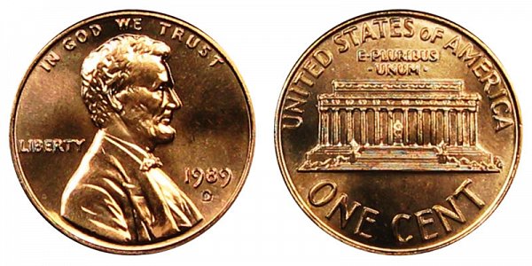 1989 D Lincoln Memorial Cent Penny
