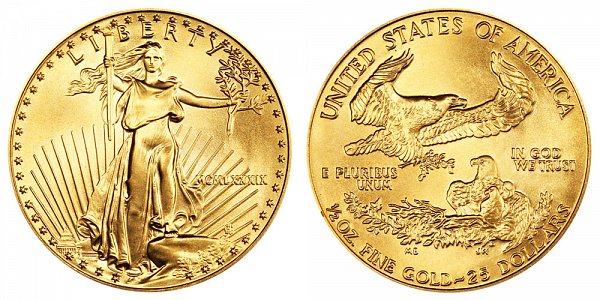 1989 Half Ounce American Gold Eagle - 1/2 oz Gold $25  - MCMLXXXIX 