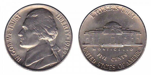 1989 P Jefferson Nickel