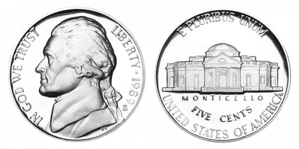 1989 S Jefferson Nickel Proof