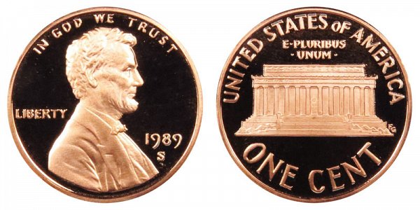 1989 S Lincoln Memorial Cent Penny Proof