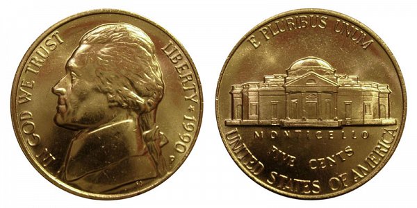1990 P Jefferson Nickel