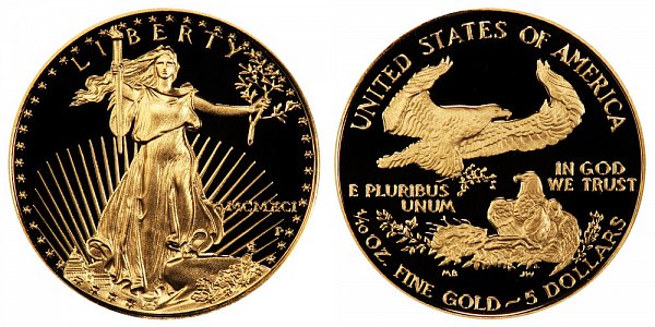 1991 American Gold Eagle Bullion Coin MCMXCI - Proof $5 Tenth Ounce ...