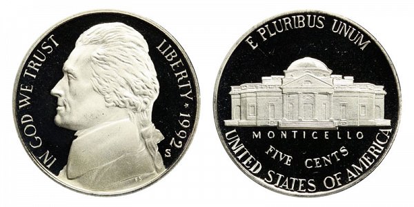1992 S Jefferson Nickel Proof