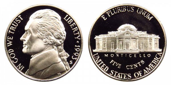 1993 S Jefferson Nickel Proof