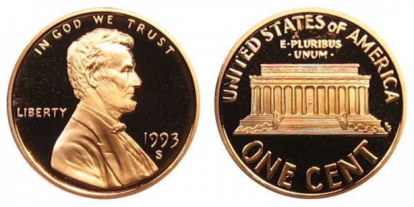 1993 S Lincoln Memorial Cent Penny Proof