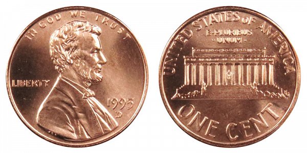 1995 D Lincoln Memorial Cent Penny 