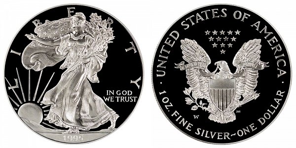 1995 W Proof American Silver Eagle - 10th Anniversary Edition 