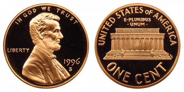 1996 S Lincoln Memorial Cent Penny Proof