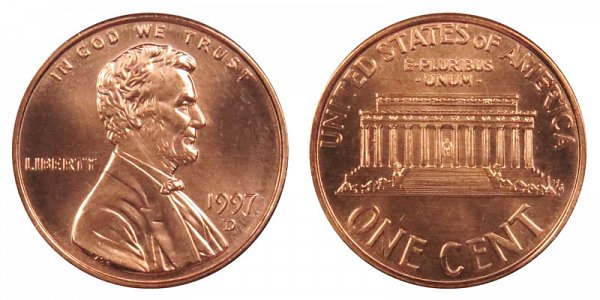 1997 D Lincoln Memorial Cent Penny