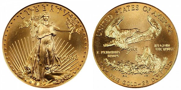 1998 Half Ounce American Gold Eagle - 1/2 oz Gold $25 