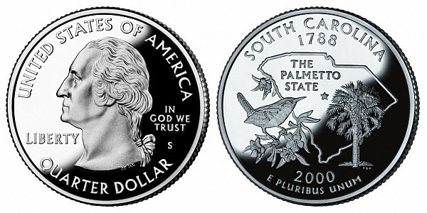 2000 S Silver Proof South Carolina State Quarter