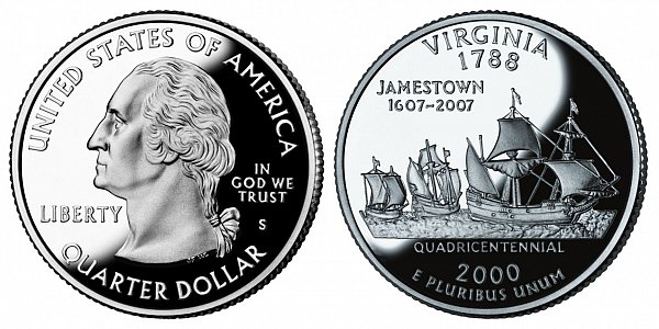 2000 S Silver Proof Virgnia State Quarter