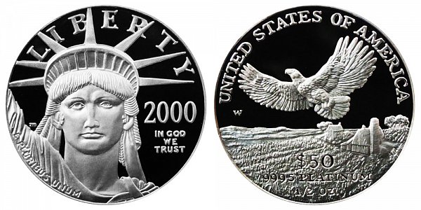 2000 W Proof Half Ounce American Platinum Eagle - 1/2 oz Platinum $50 