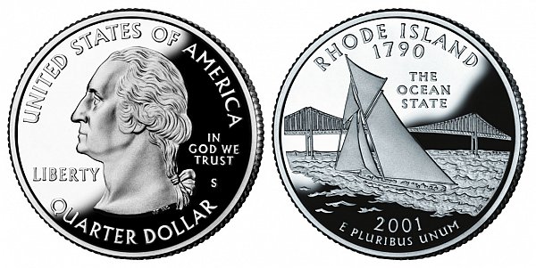 2001 S Silver Proof Rhode Island State Quarter