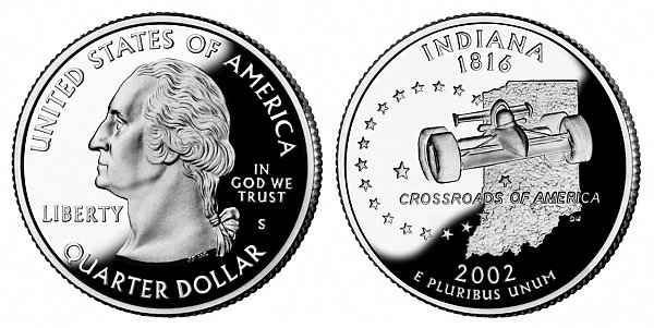 2002 S Proof Indiana State Quarter