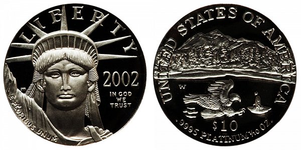 2002 W Proof Tenth Ounce American Platinum Eagle - 1/10 oz Platinum $10 