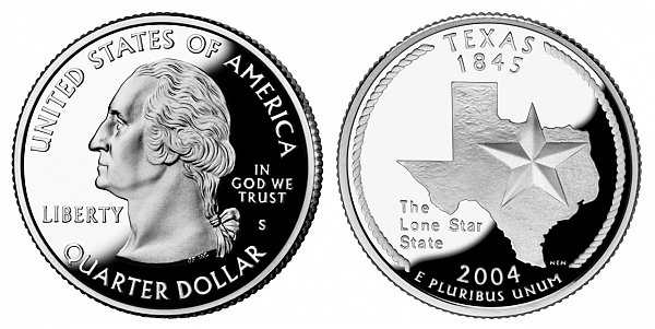 2004 S Silver Proof  Texas State Quarter