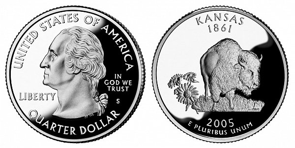 2005 S Silver Proof Kansas State Quarter 