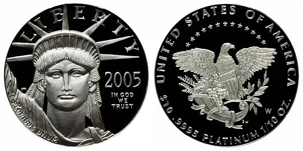 2005 W Proof Tenth Ounce American Platinum Eagle - 1/10 oz Platinum $10 