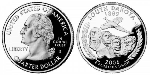 2006 S Silver Proof South Dakota State Quarter
