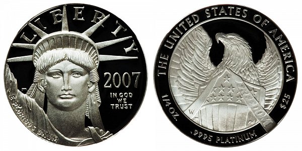 2007 W Proof Frosted FREEDOM Quarter Ounce American Platinum Eagle - 1/4 oz Platinum $25 