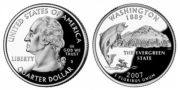 2007 S Silver Proof Washington State Quarter