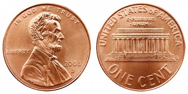 2008 D Lincoln Memorial Cent Penny