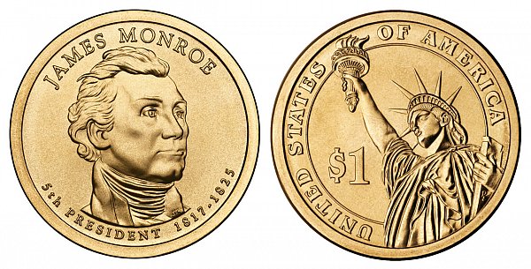 2008 D James Monroe Presidential Dollar Coin