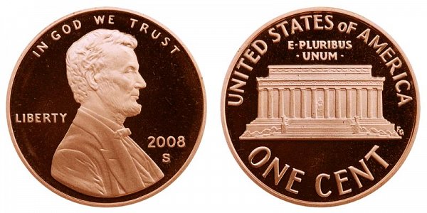 2008 S Lincoln Memorial Cent Penny Proof
